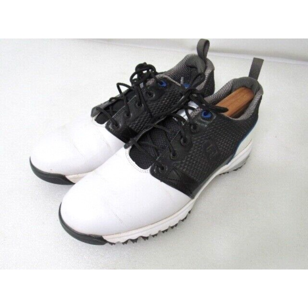 Footjoy Mens Black White‎ Shoes 8 M Contour Fit Golf  #54077 2 Tone Leather